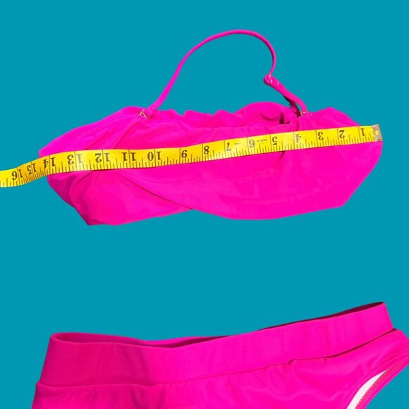 💗 Hot Pink High-Waisted Bandeau Bikini Set (Size L) - Picture 5 of 10